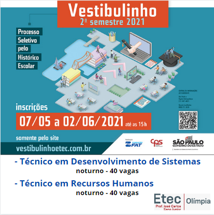 Inscrições para vestibulinho Etec