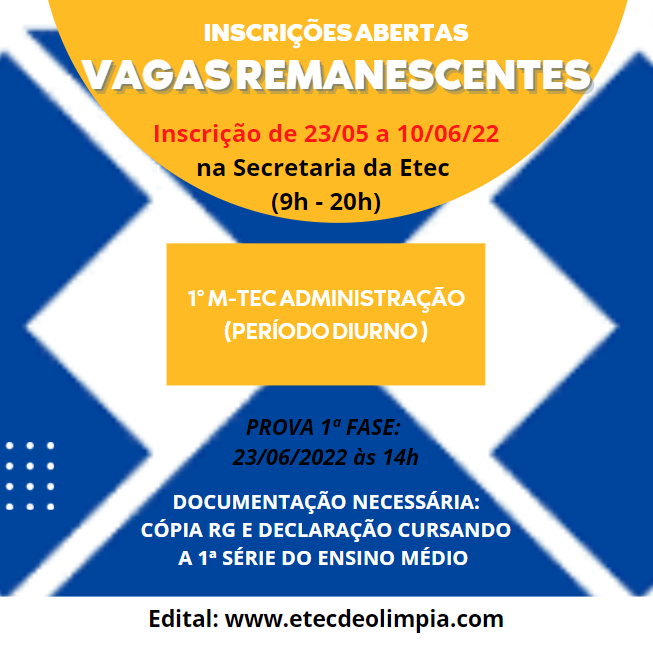 Vagas Remanescentes M-Tec 2023