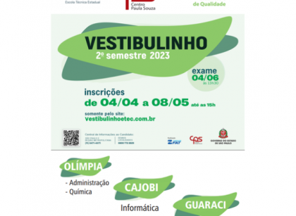 EDITAL VAGAS REMANESCENTES: INSCRIÇÕES DE 30/03 A 14/04/22 PARA INGRESSAR  NO 2º ANO (Período Integral) – Etec Prof. José Carlos Seno Júnior